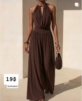 Brown halter-neck jumpsuit from Beiruty Boutique, $19